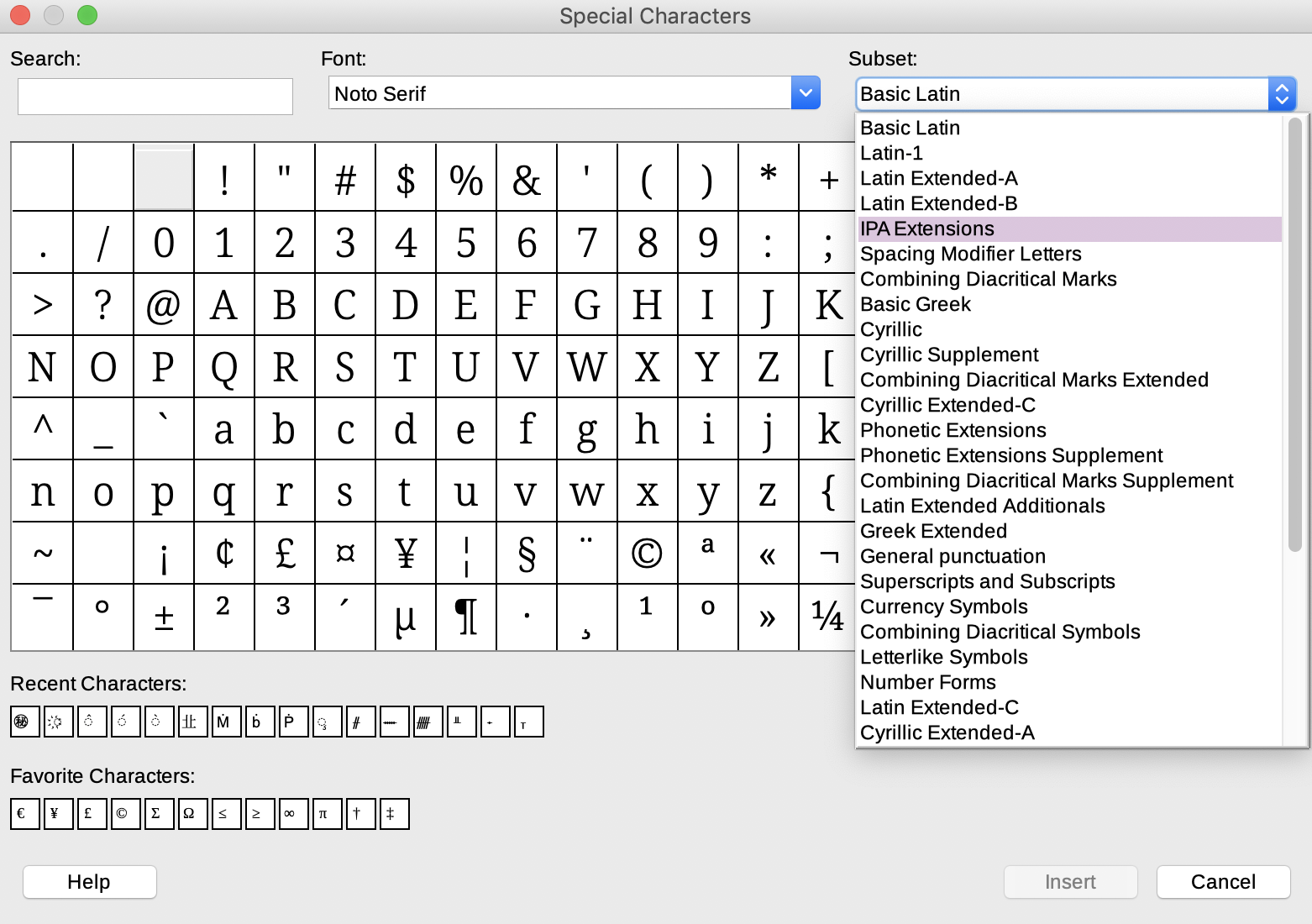 Unicode blocks in Noto Serif