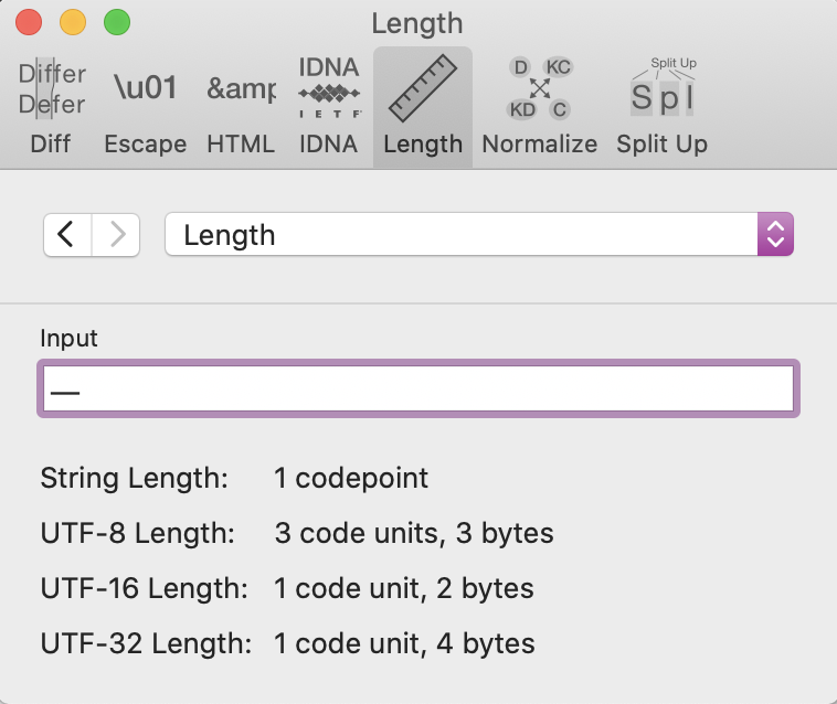 Em-dash: code length