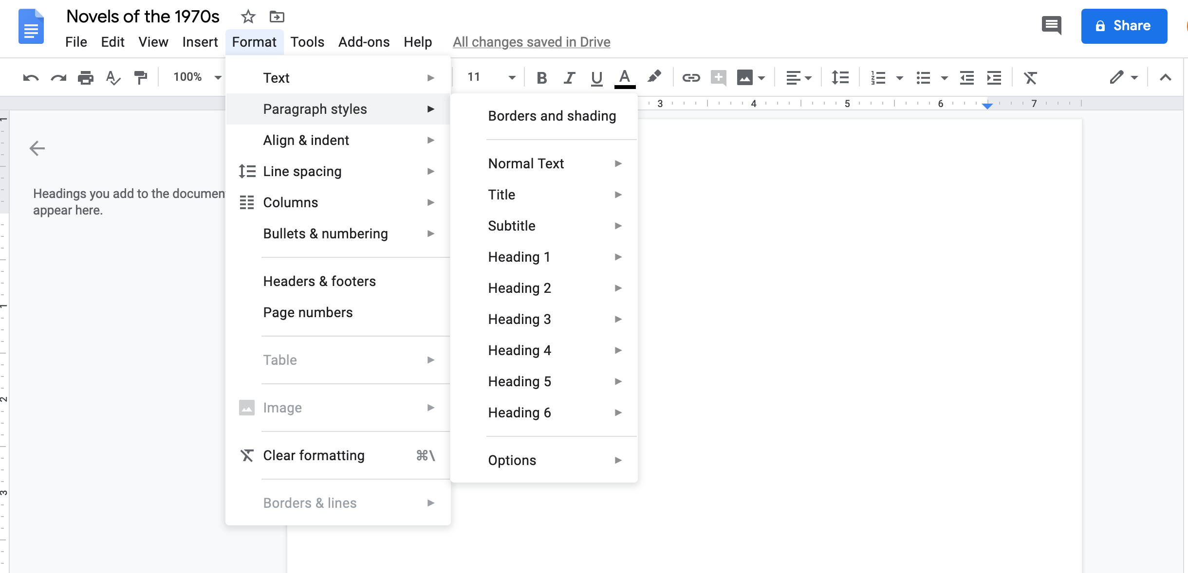 Styles in Google Docs