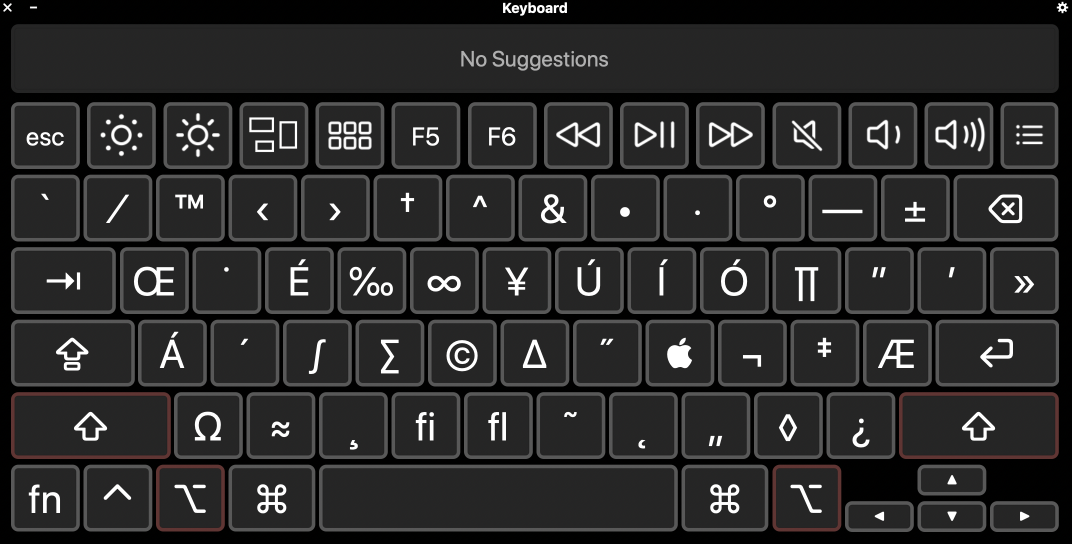 Option+Shift keyboard options