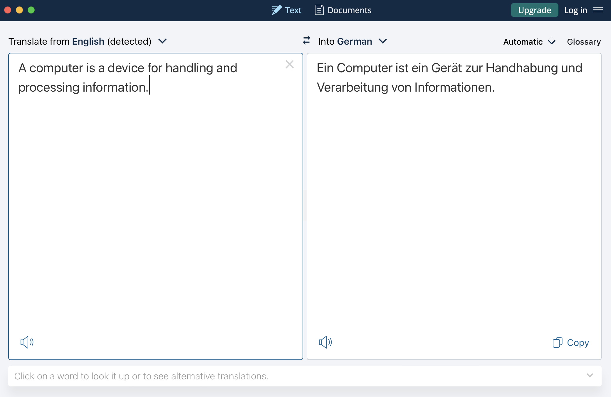 Processing information: translation (source: DeepL)