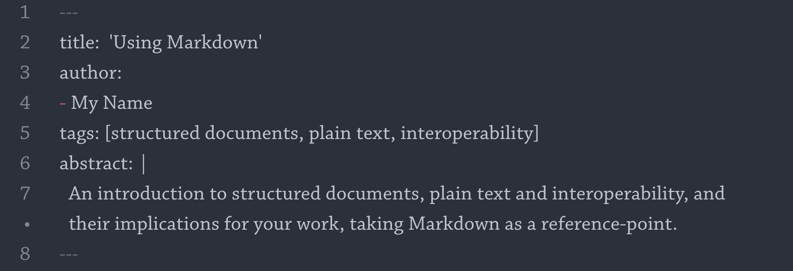 File metadata in Markdown