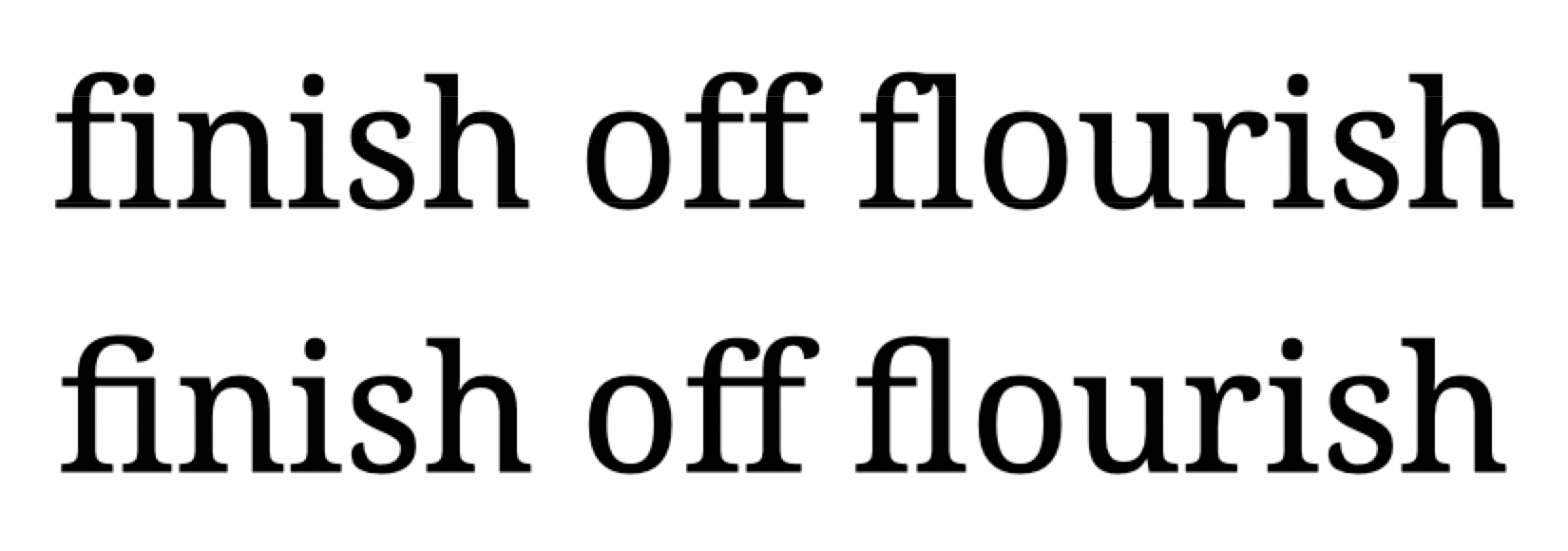 Noto Serif: with and without ligatures