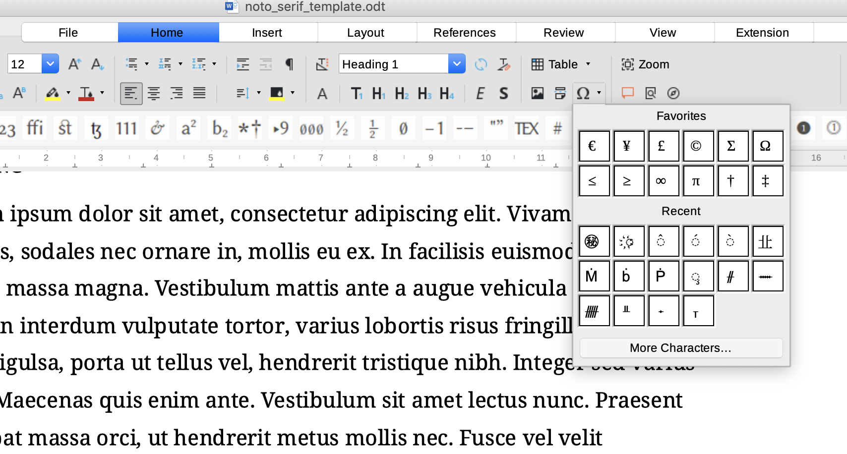 Access to Unicode blocks in LibreOffice