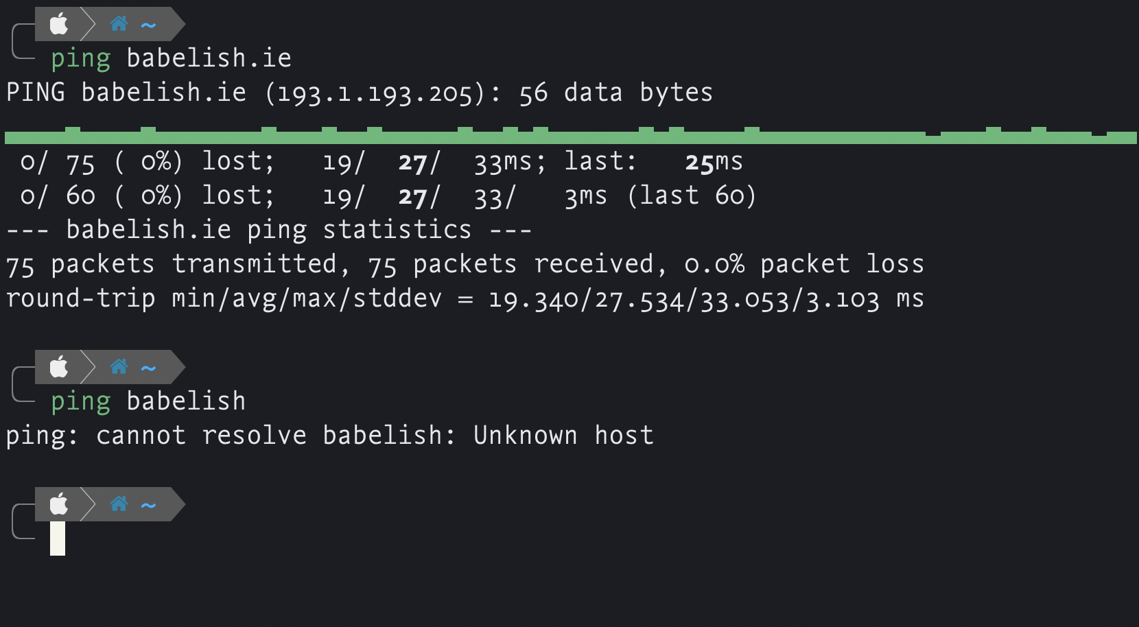 Checking a connection to a domain with the ‘ping’ command