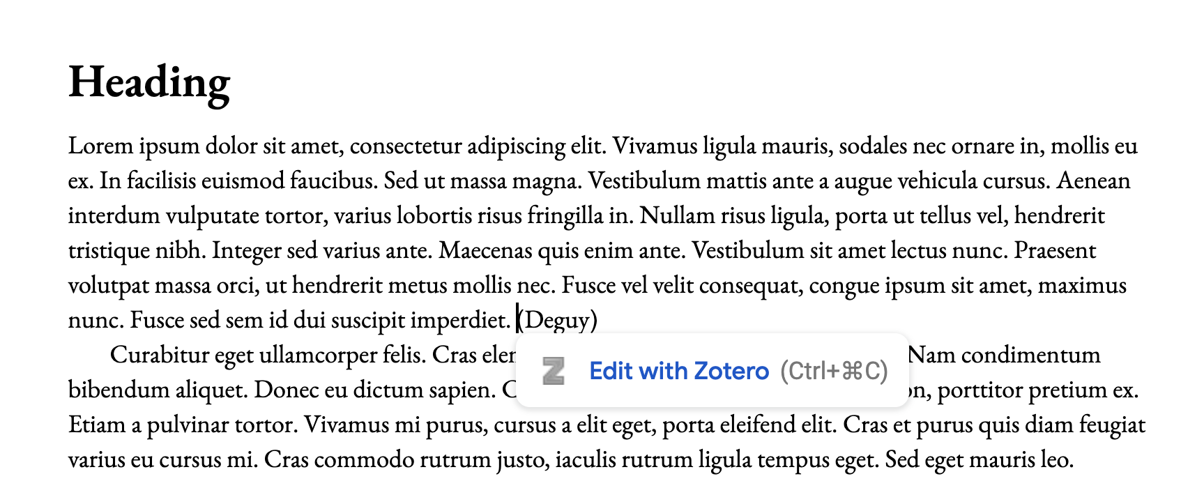 A reference created using Zotero