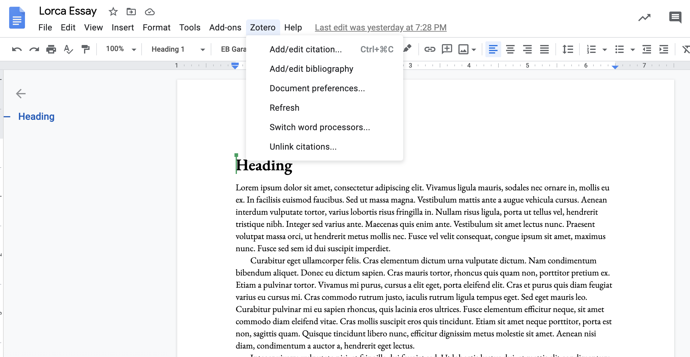 Using Zotero with Google Docs